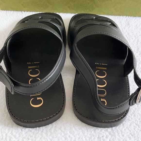 Authentic Gucci Men’s Interlocking G Leather Sandals - Picture 8 of 16